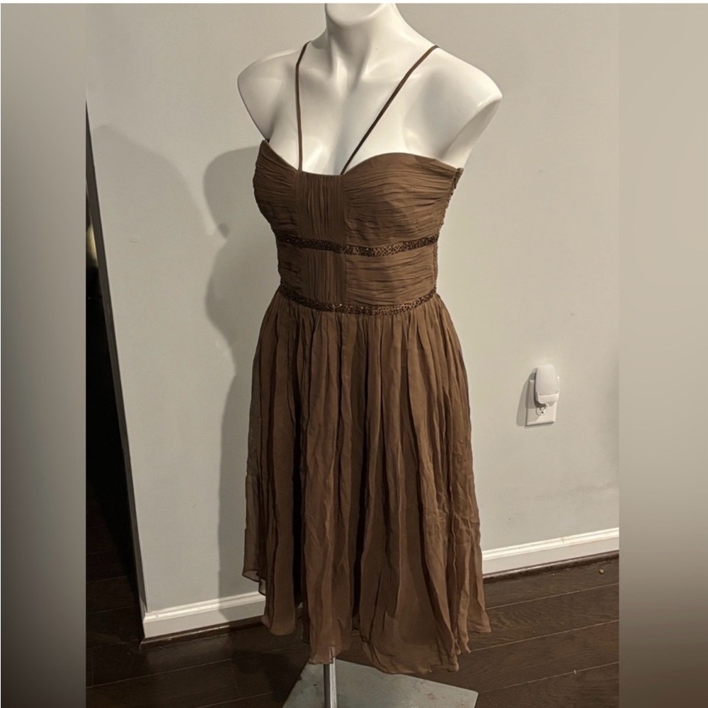 Laundry By Shelli Segal Silk Dress in Rich Brown - Picture 9 of 9